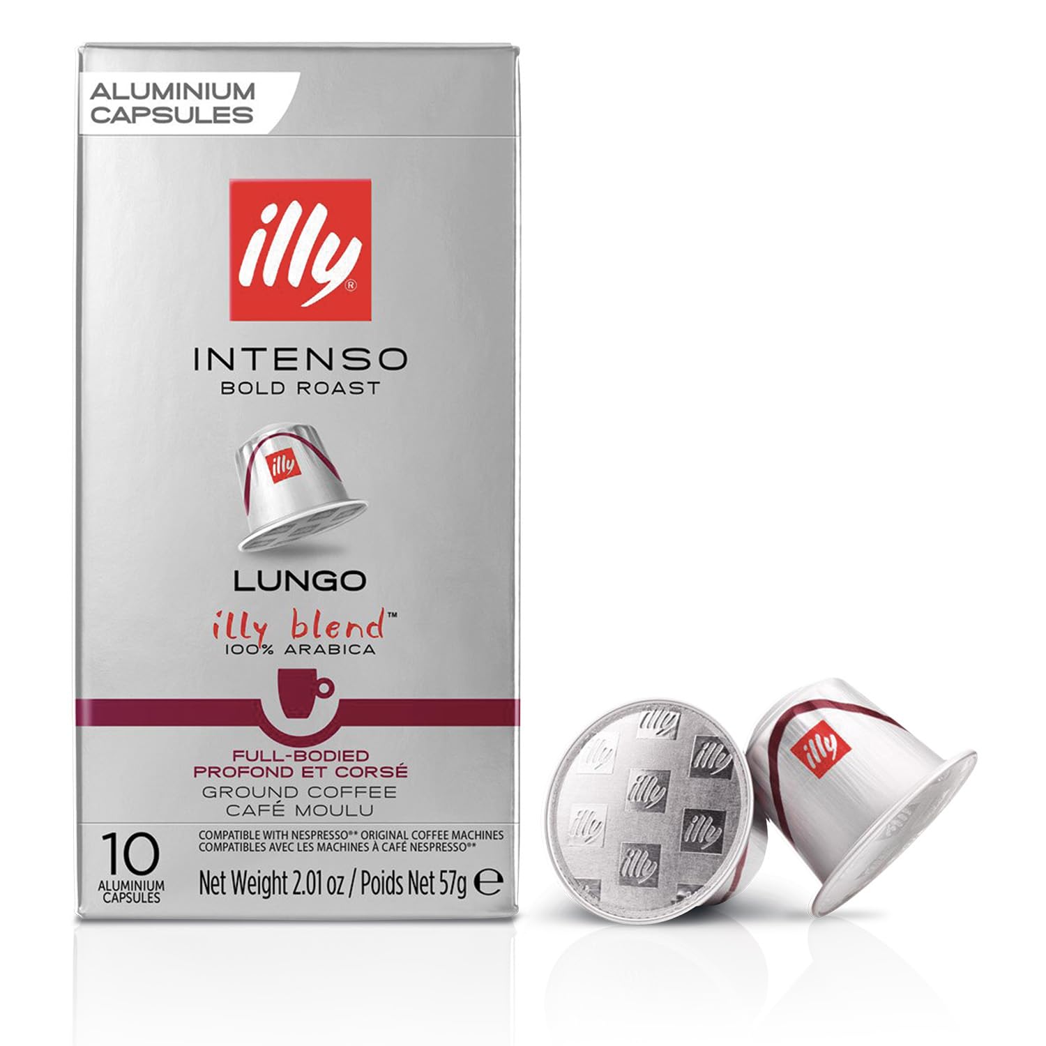 Illy Espresso Compatible Capsules - Single-Serve Coffee Capsules & Pods - Intenso Lungo Dark Roast - Notes Of Cocoa & Dried Fruit Pods - For Nespresso OriginalLine Machines – 10 Count