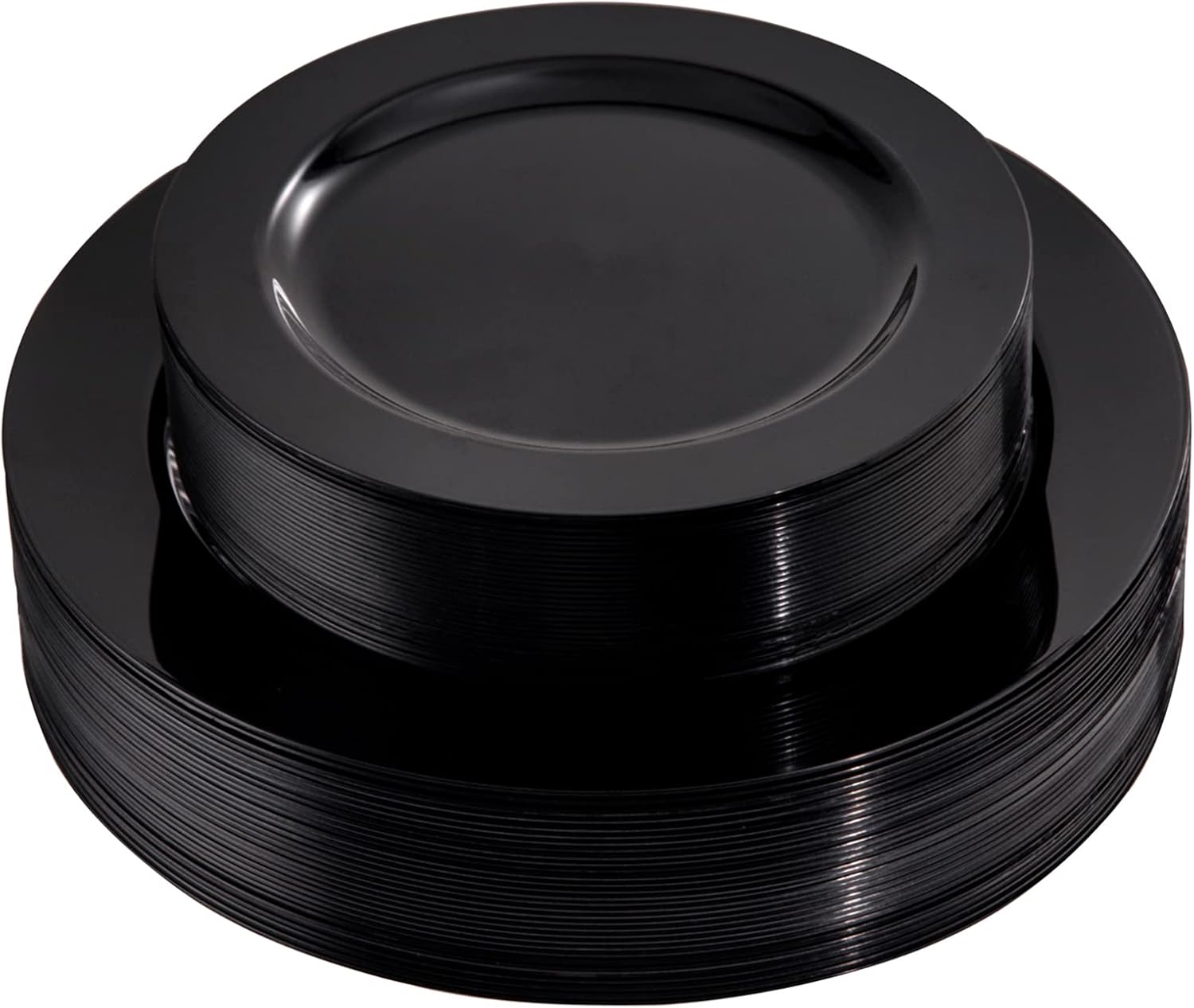 FLOWERCAT 60PCS Black Plastic Plates - Heavy Duty Black Disposable Plates for Halloween Party/Wedding - Include 30PCS 10.25inch Black Dinner Plates and 30PCS 7.5inch Black Dessert/Salad Plates