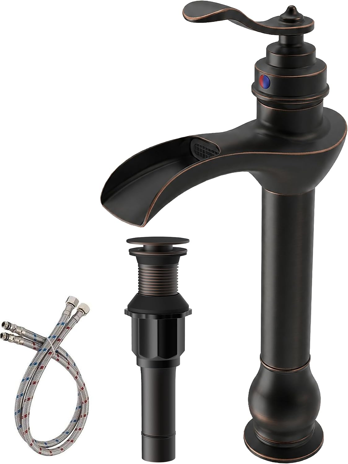 BWE Vessel Sink Faucet Oil Rubbed Bronze Tall Waterfall Bathroom Faucet