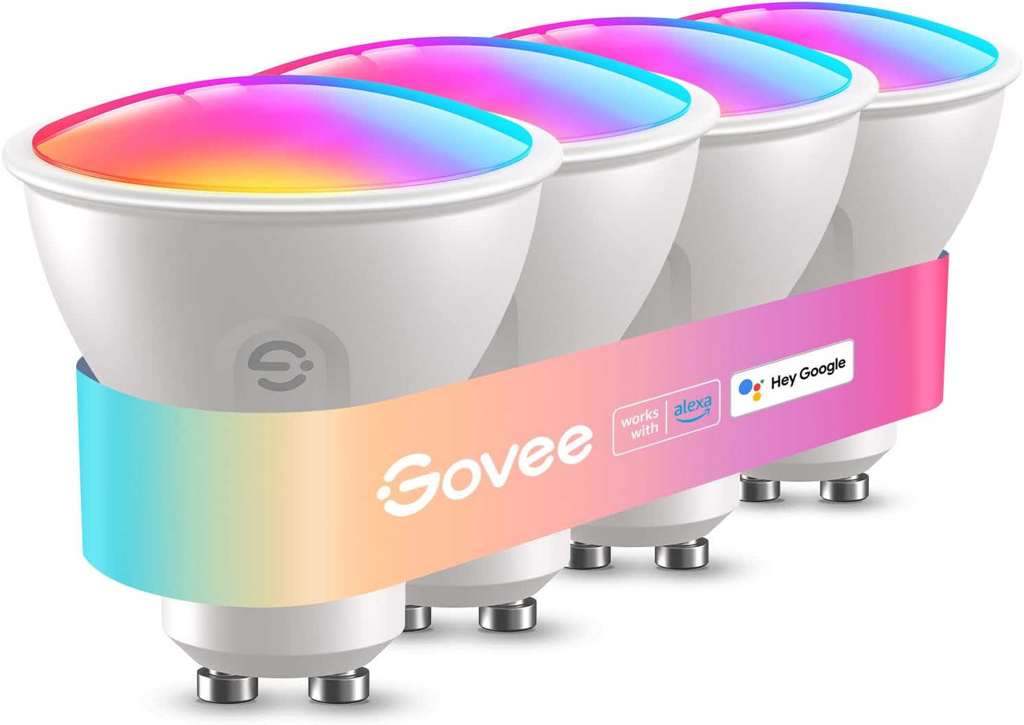 Govee Smart Bulb GU10 RGBWW, 400LM Dimmable Color Changing GU10 LED Light Bulbs Work with Matter, Alexa, Google Assistant, 56 Dynamic Scenes, 4 Pack