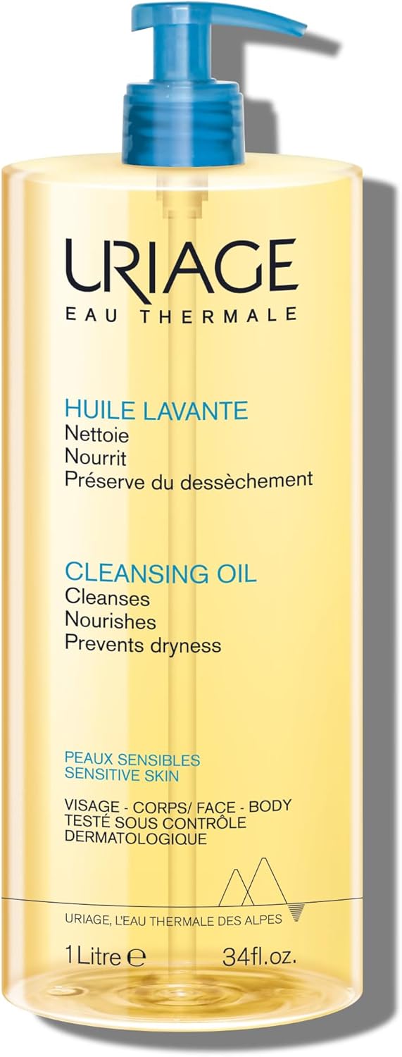 Uriage Cleansing Oil 1L - Body & Face - Sensitive Skin - Cleanses, Nourishes, Prevents Dryness - With Gentle Superfatting Agents Leaving a Soft, Protective Film On the Skin