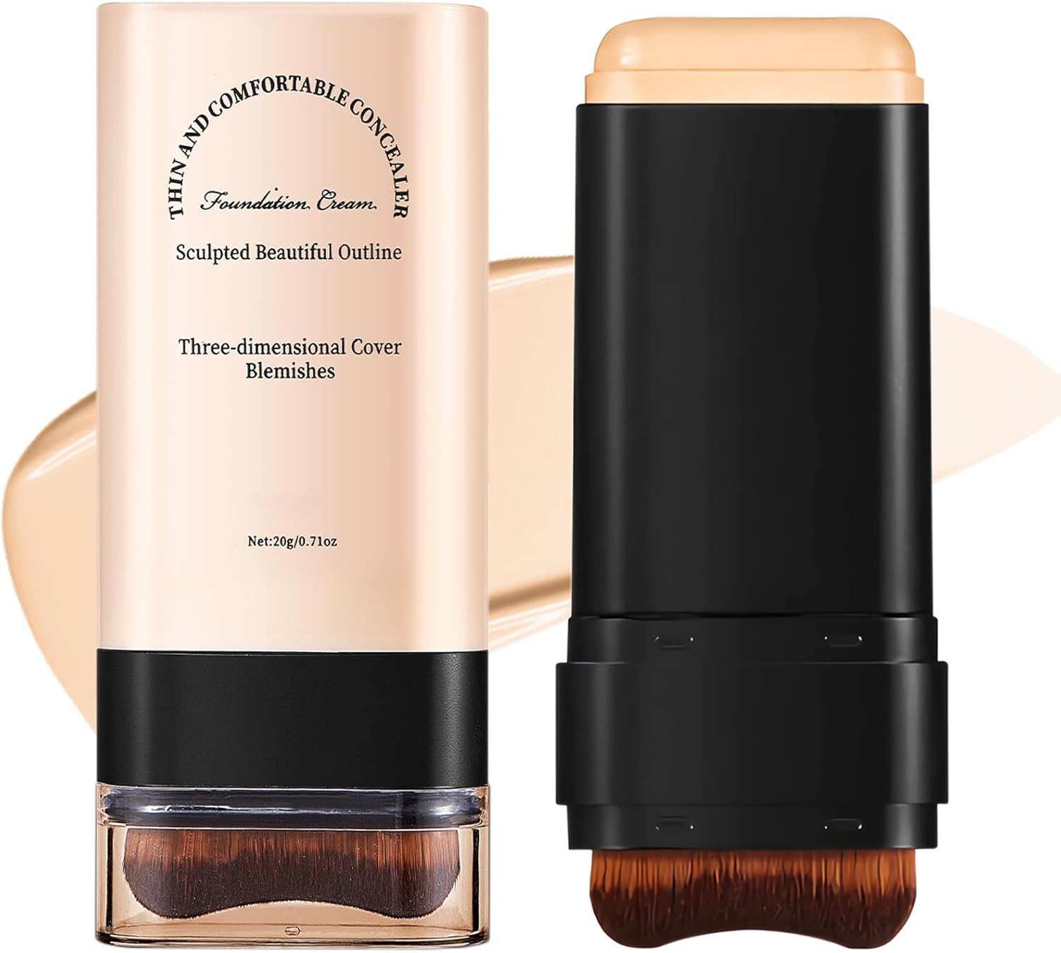 Multi-Use Full Coverage Foundation Stick Makeup, Concealer and Contour Stick with Built-In Brush, Long-Lasting Hydrating & Light, Smooth Creamy Finish, Face Foundation for Mature Skin (Wheat 04#)