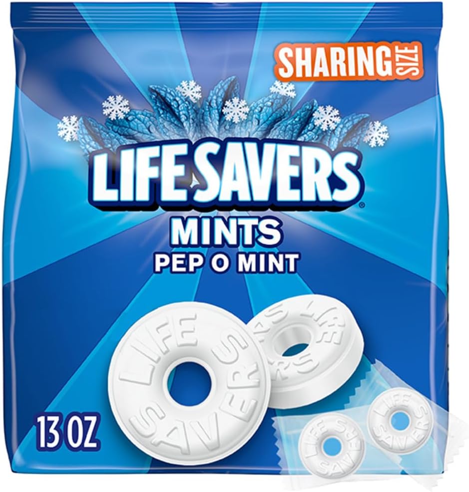 LIFE SAVERS Pep-O-Mint Breath Mints Hard Candy, Sharing Size, 13 oz Bag