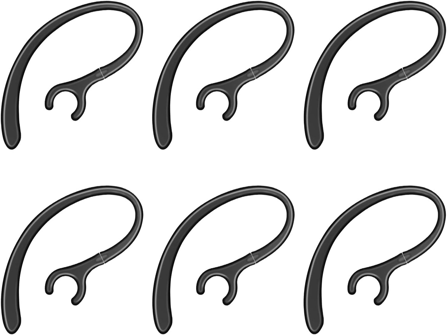 6 Pack Replacement Ear Hook Universal Small Clamp Loop Clip for Other Bluetooth Headset(Black)