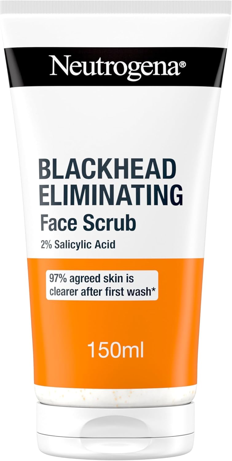 Neutrogena Blackhead Eliminating 2% Salicylic Acid Face Scrub (1x 150ml), Oil-Free Anti-Blackhead Face Exfoliator with 2% Salicylic Acid Clinically Proven to Help Eliminate and Prevent Blackheads