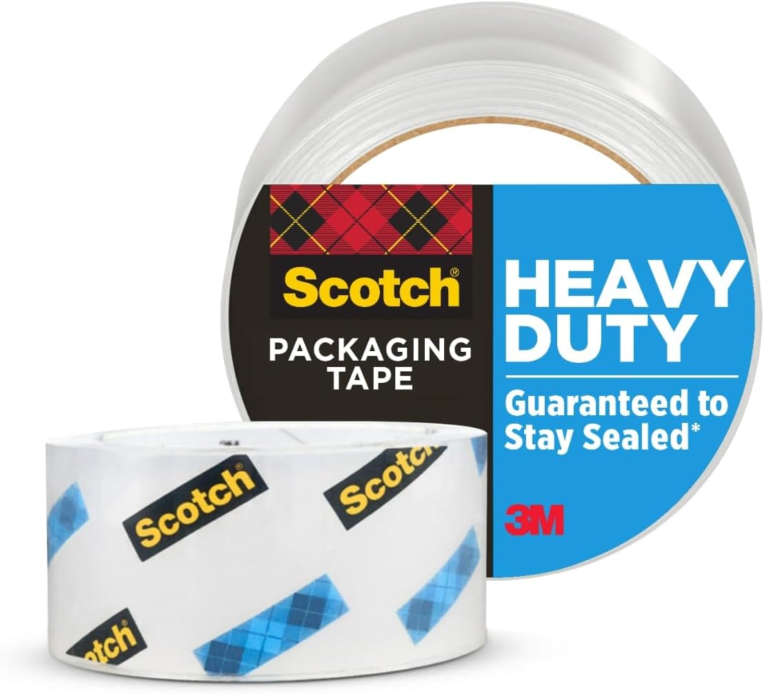 Scotch Heavy Duty Packaging Tape, 1.88" x 65.6 yd, Designed for Packing, Shipping and Mailing, Strong Seal on All Box Types, 3" Core, Clear, 1 Roll (3850-60)