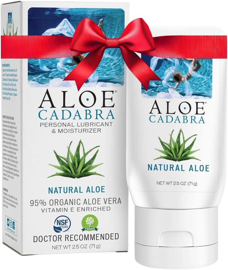 Aloe Cadabra Natural Water Based Personal Lubricant and Vaginal Moisturizer, Organic Aloe Lube for Men, Women and Couples, Non-Staining, pH Balanced (Unscented 2.5 Ounces, 1 Pack)