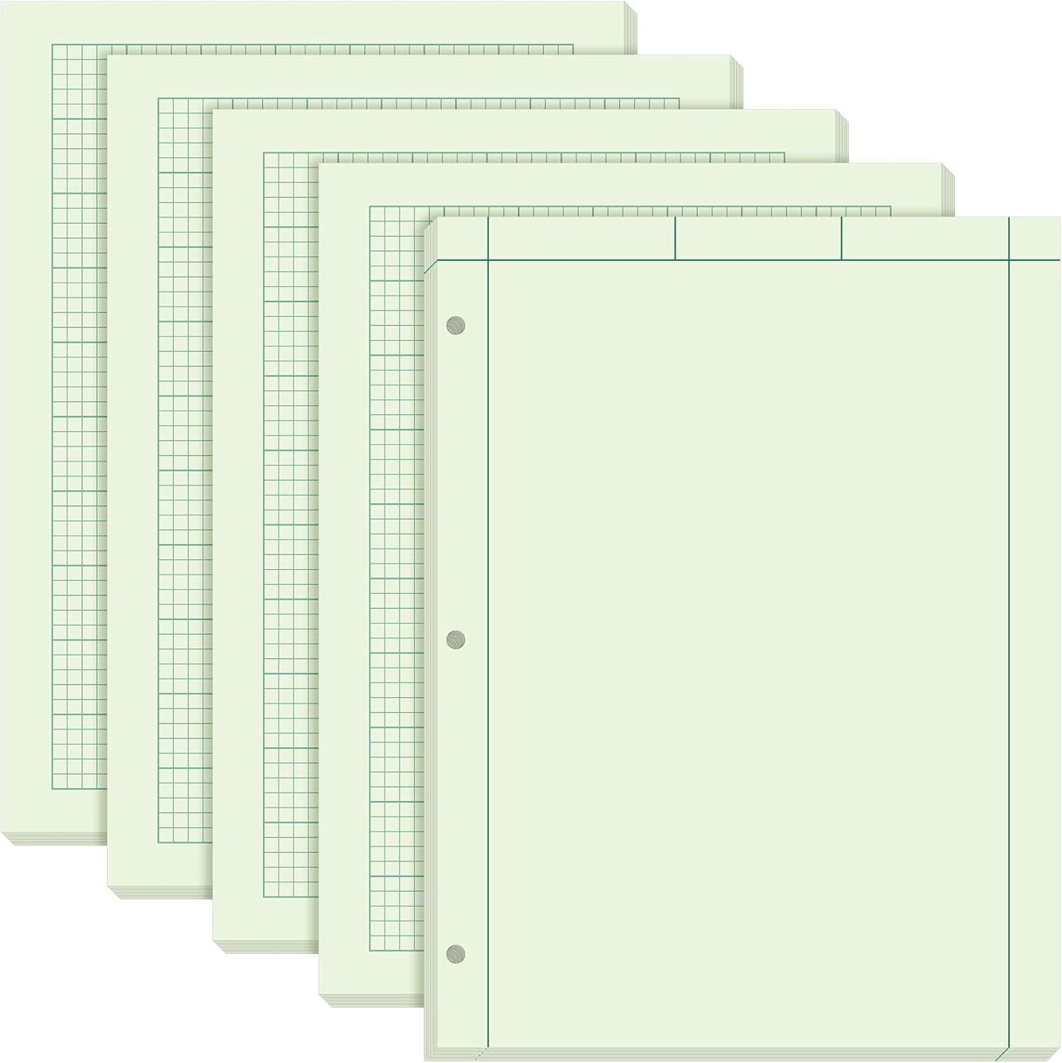 Seajan 5 Pcs Engineering Computation Pad Engineer Pad 8.5 x 11 Inches Engineering Notebook Graph Paper Notebook, 5 Squares Per Inch Evidence Engineering Pad, 100 Sheets/Pack (Green)