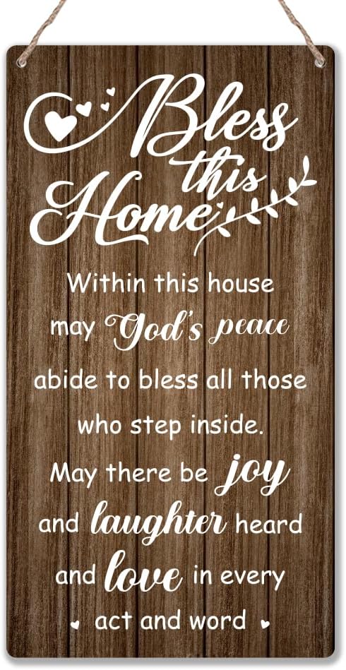 SUPERDANT Bless This Home Wooden Signs Home Wall Decorative Plaque Rustic Decor Wall-mounted Hanging Wood Signs Entryway Wall Art Decor for Home Door Living Room Decor House Warming Gifts