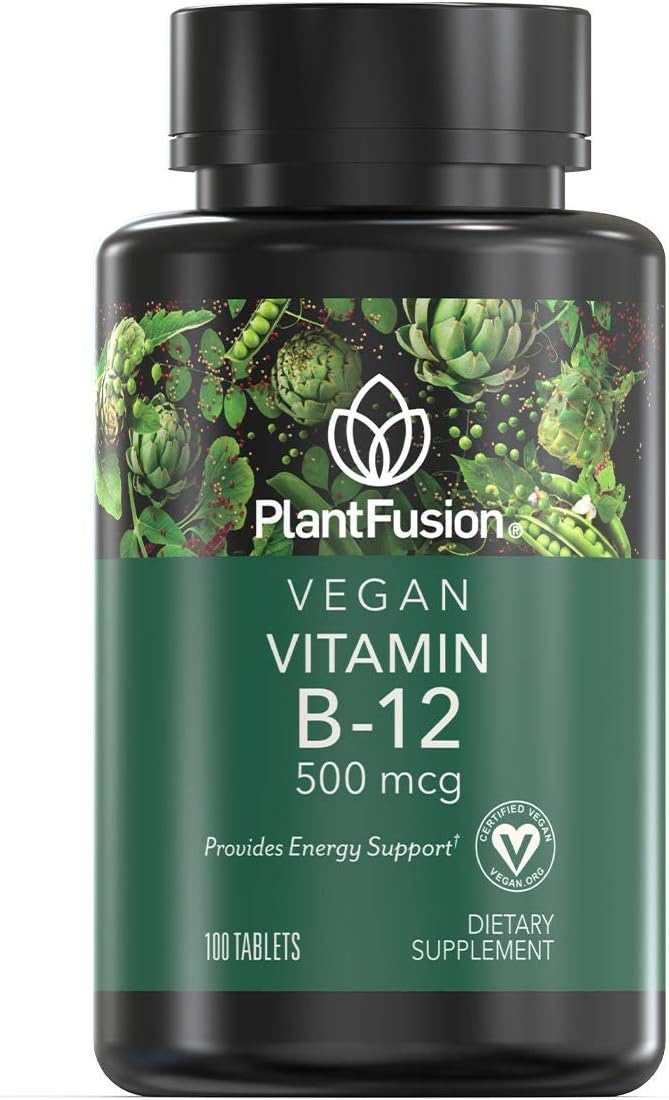PlantFusion Vegan B12 from, Premium Vegan Vitamin B12 for Women and Men (500mcg), Natural Energy Supplement, 100 Tablets