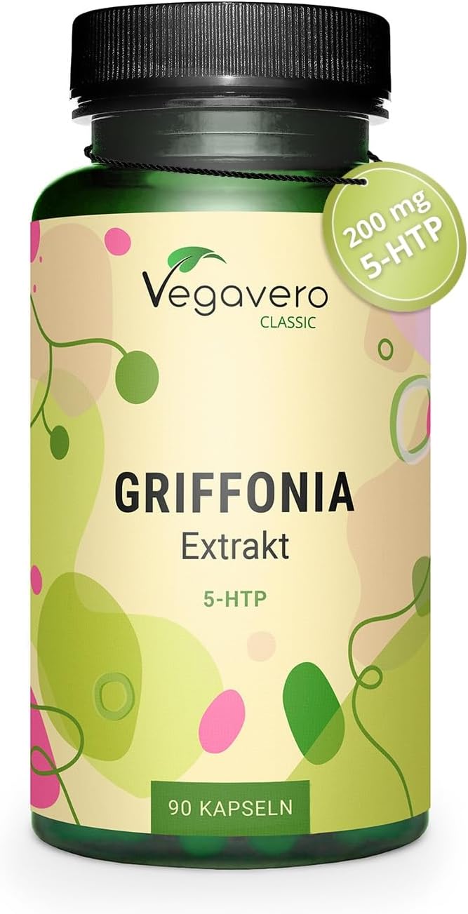Vegavero Griffonia 5 HTP Supplement 1000 mg | 90 Capsules | Natural Grifonia Extract | NO Additives, Lab-Tested | Vegan