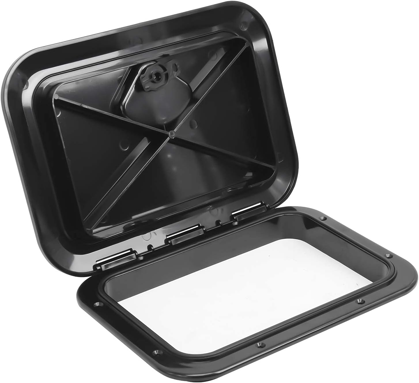 Amarine Made Marine Access Hatch Boat Hatch Lid Deck Access Hatch & Lid 10-5/8" X 14-3/4" - White or Black 270mmx375mm (Black)