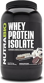 NutraBio Whey Protein Powder Isolate Supplement – 25g of Protein Per Scoop with Complete Amino Acid Profile - Soy and Gluten Free - Zero Fillers and Non-GMO - Ice Cream Cookie Dream - 2 Lbs.