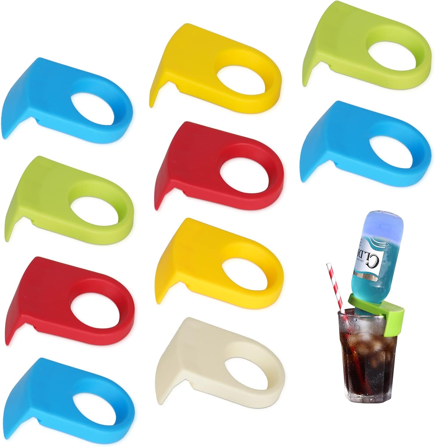 Ozzptuu ABS Drink Clips Bottle Buckle Holders Beer Cocktail Snap for Schooner & Goblet Glasses (Random Color) (10pcs)