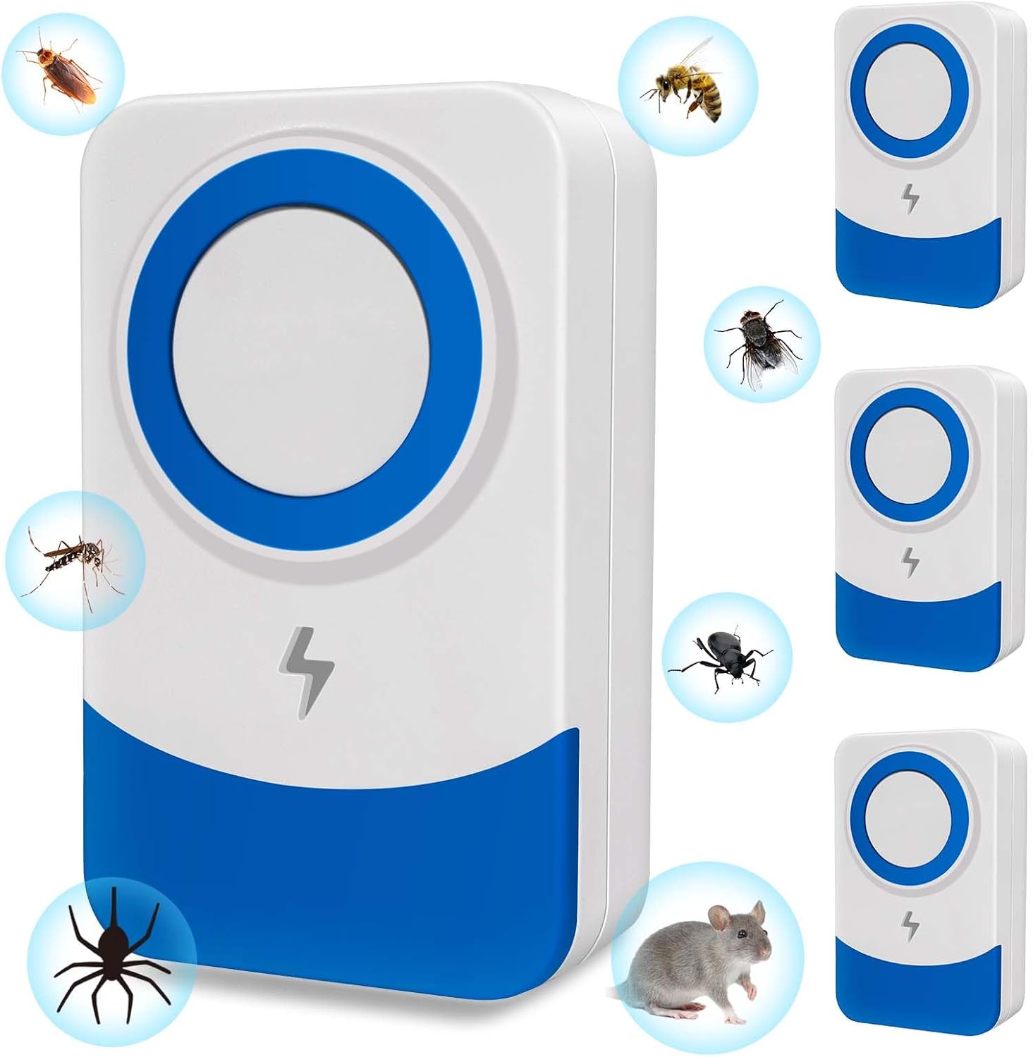 Ultrasonic Pest Repeller, 4-Pack Mouse & Rodent Repellent, Effective Against Mice, Rats, Mosquitoes, Cockroaches, Ants, Spiders, and More – Safe for Pets & Humans, Friendly Plug-In Solution