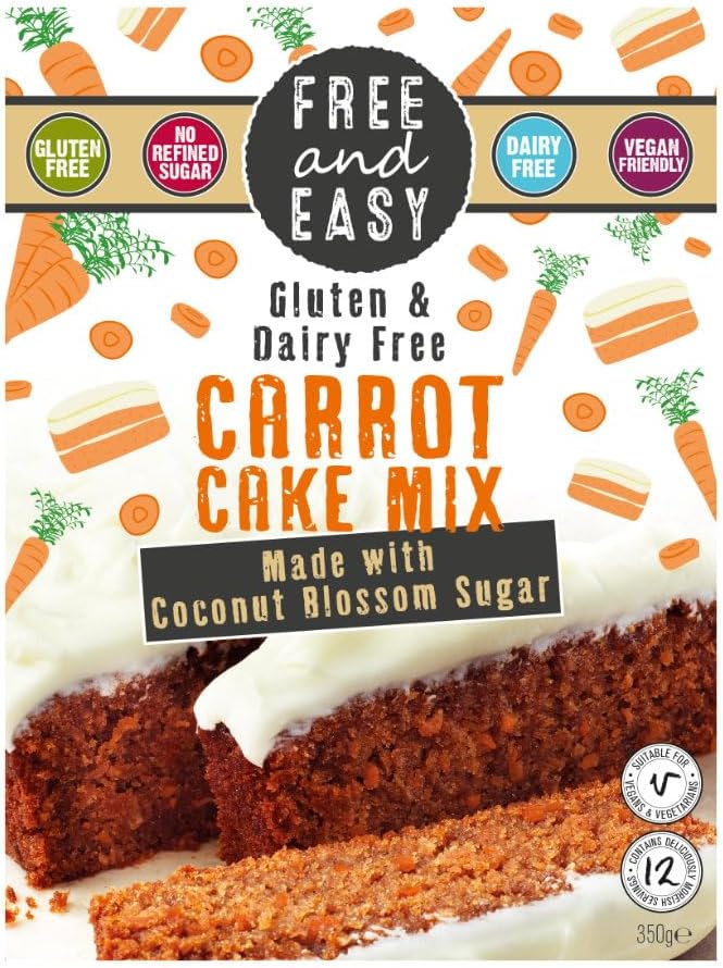 Free & Easy Gluten & Dairy Free Carrot Cake Mix Coconut Blossom Sugar 350g