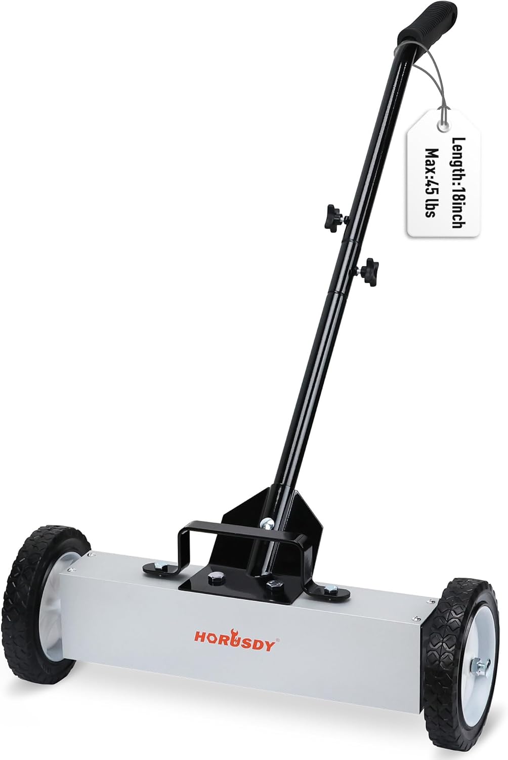 HORUSDY 45Lbs Rolling Magnetic Sweeper with Wheels, 18-Inch Magnet Pickup Sweeper, Push-Type Nail Magnet Sweeper for Workshop, Garage, and Yard Cleanup