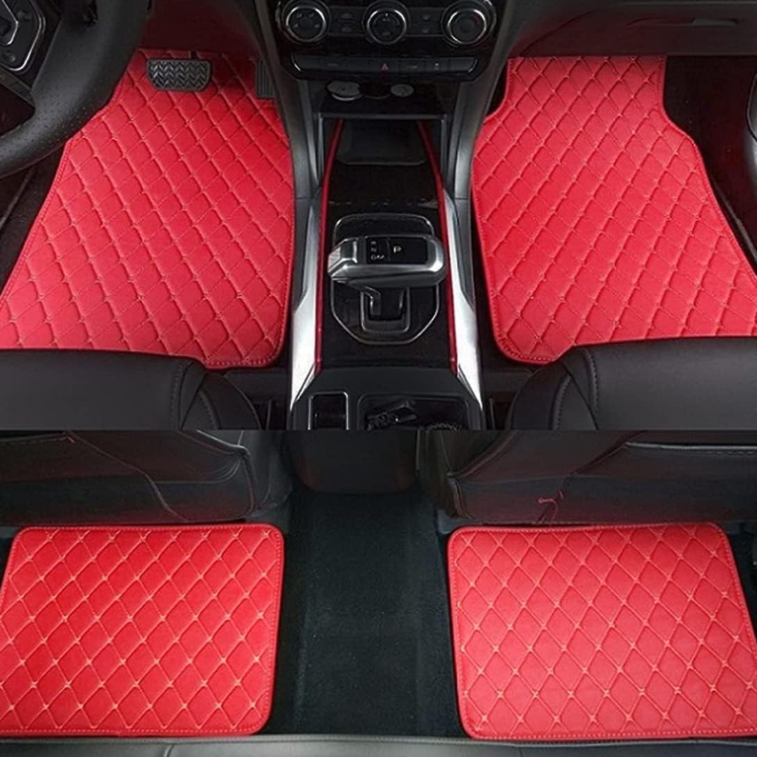 Car Floor Mats for Porsche 911 2019-2024 RHD, Custom Leather Front Rear Carpet Mat Set All Weather Cover Liner Waterproof Anti-Slip Foot Pads Interior Protection,H Red