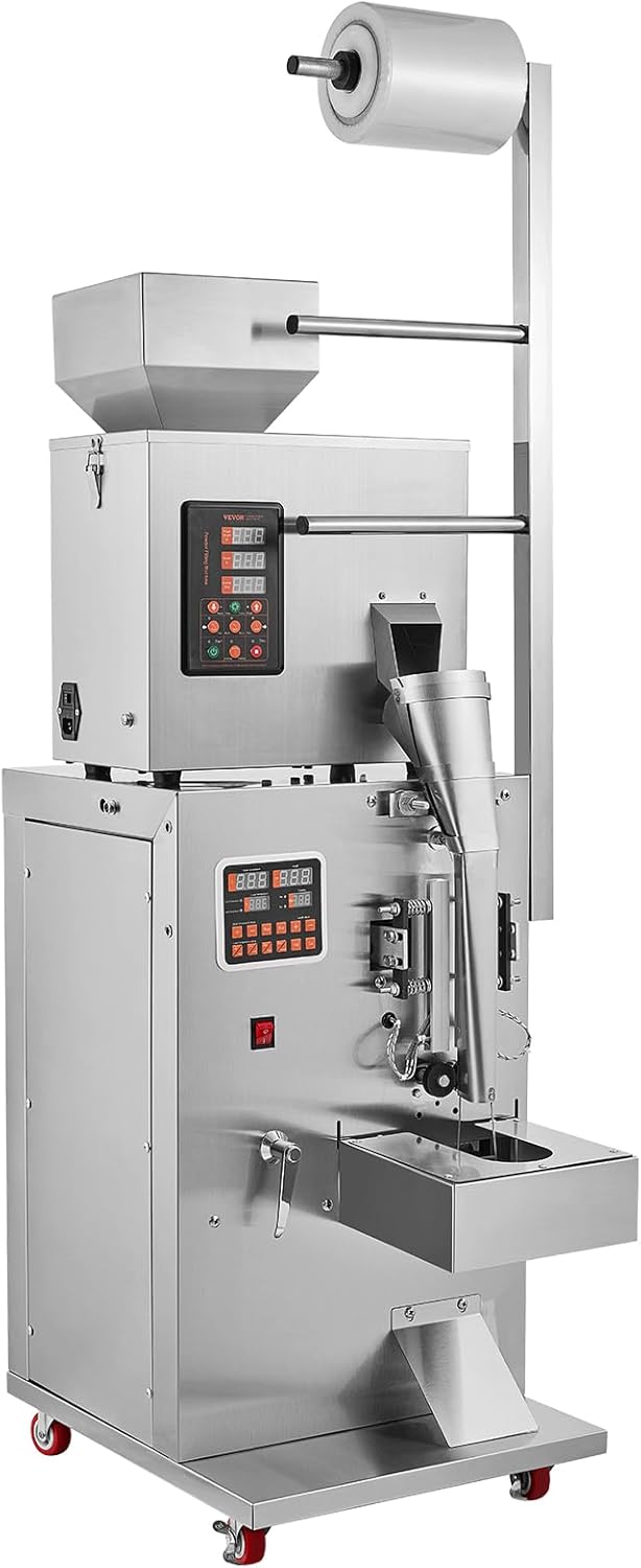 VEVOR Automatic Particle Packaging Machine 1-100g, 10-15 Bags/min Filling Sealling Mchine, Multi-Function Weighing Packing Machine, Powder Mixer Machine for Tea Seeds Grains Flour Beans Glitter