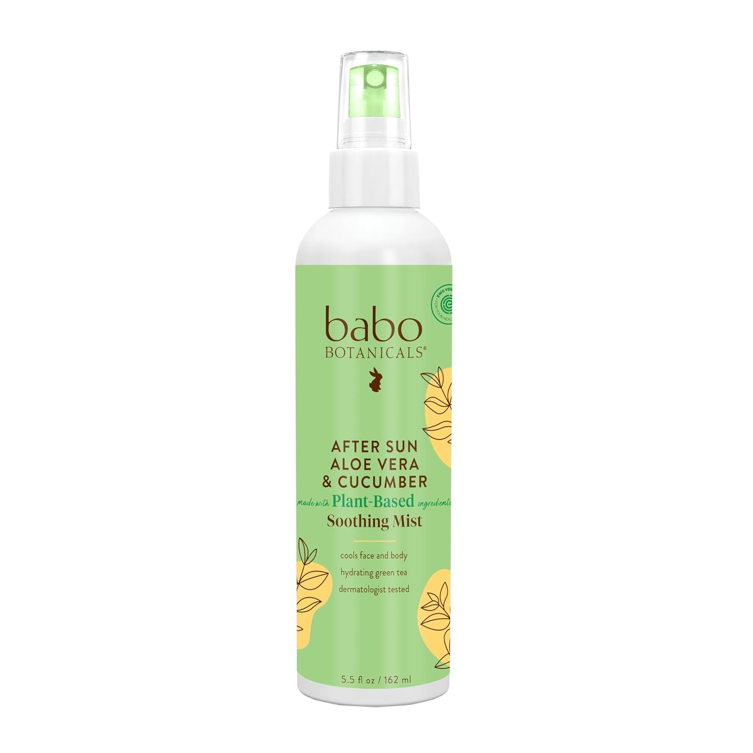 Babo Botanicals After Sun Soothing Mist - Aloe Vera & Cucumber - For Face, Body & Sensitive Skin - Non-Aerosol - No-touch application - EWG Verified - Alcohol-Free - Scented with cucumber extract