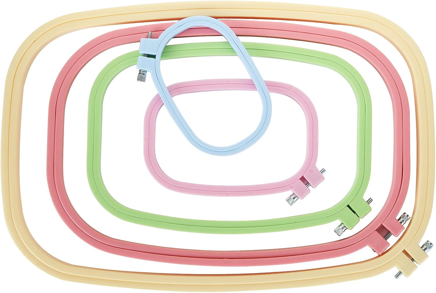 SENENQU 5PCS Multicolor Embroidery Hoops, Square Rectangular Cross Stitch Frame Set, ABS Plastic Embroidery Frames for DIY Art Craft Sewing Embroidery Handmade Project1