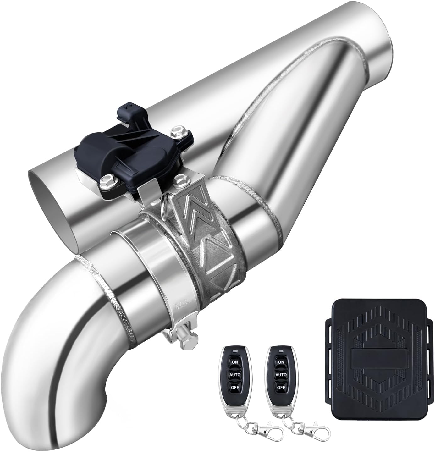 3 Inch Electric Exhaust Cutout with Elbow Valved Muffler Valvetronic Exhaust Valve Kit