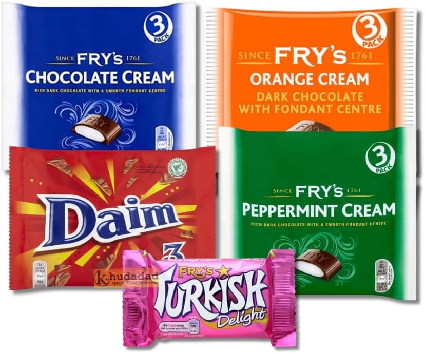 Cadbury Frys Chocolate Bars Peppermint Cream Orange Turkish Delight Daim Bar - Pack Of 5