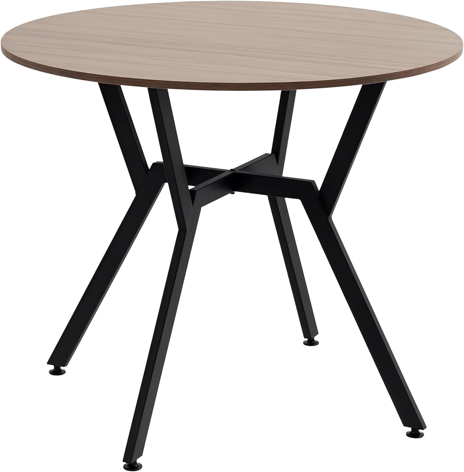 HOMCOM Dining Table, Round Kitchen Table with Black Legs, Anti-slip Foot Pads for Living Room, Dining Room, 90 x 76 cm, Brown