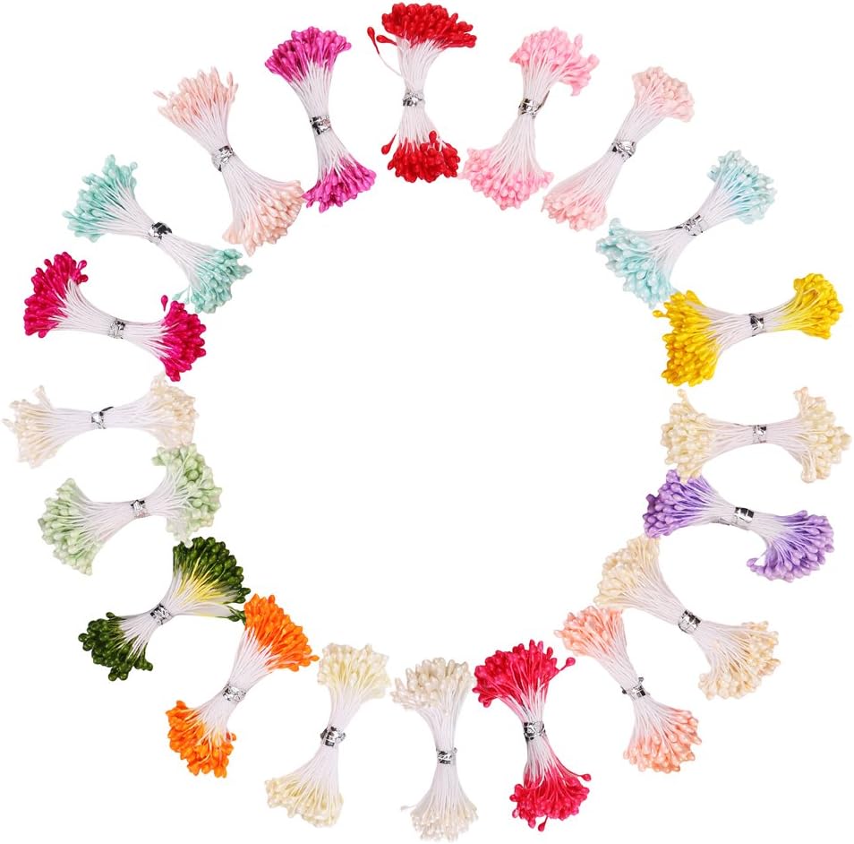 DECORA 20 Bundles 1700 Pieces Assorted Color 3mm Pearl Flower Stamen for Card Making Decoratiaon