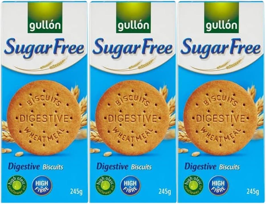 Gullon 3 x 245g Biscuits With Welari Thank You Card Original Digestive Tea Coffee Breakfast Cookies Sugar FREE Sweet Snack (735g)