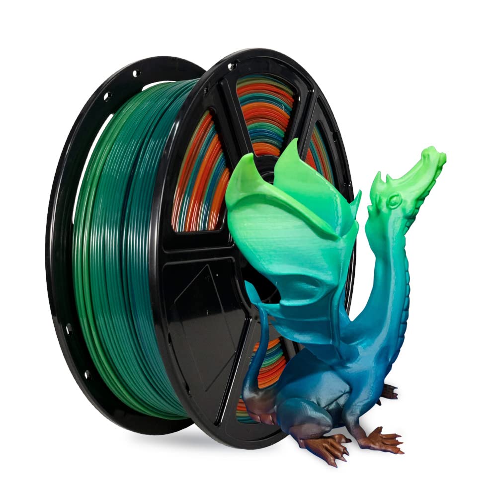FLASHFORGE Rainbow PLA 1.75mm, 3D Printer Filaments 1kg Spool-Dimensional Accuracy +/- 0.02mm, Environmental Friendliness, no Smoke and no Odor(PLA, Rainbow)