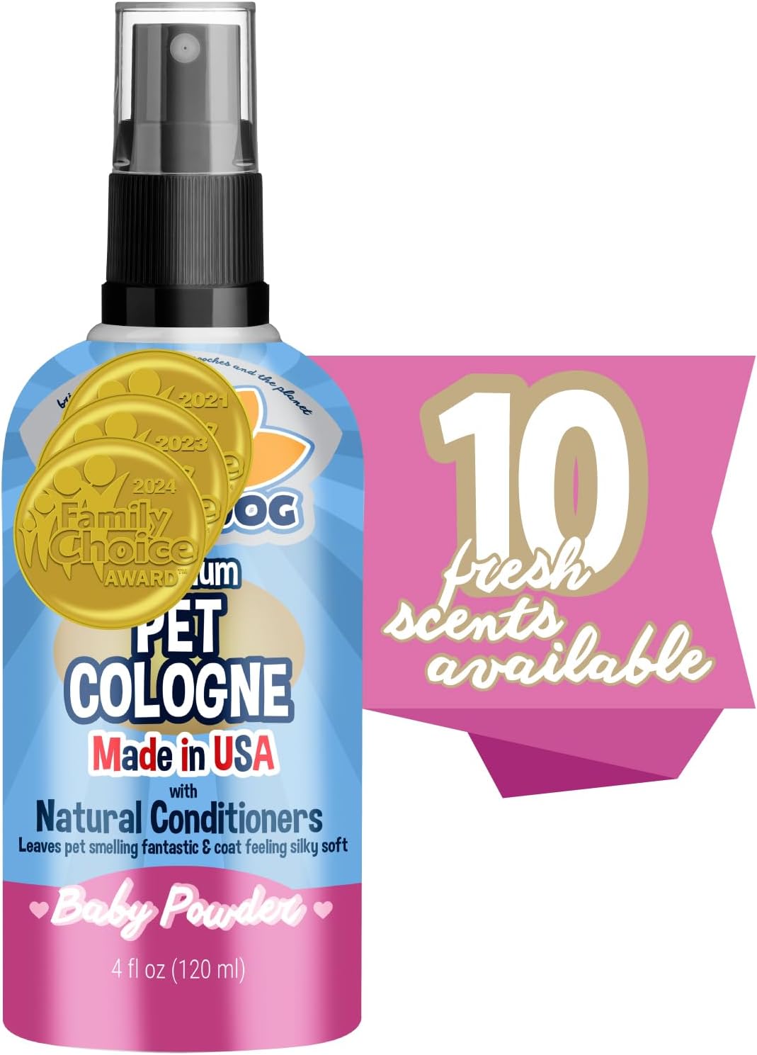 Bodhi Dog Premium Dog Cologne - Deodorizing Dog Perfume & Conditioner for Dogs & Cats - Natural Long Lasting Spray - Keeps Pets Fresh All Day - Gentle & Safe Formula, Made in USA (Baby Powder 4 Fl Oz)