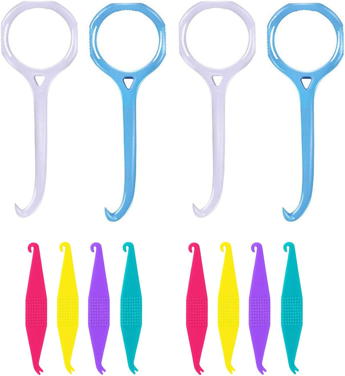 Aligner Remover Tool and Dental Elastic Rubber Bands Placers for Braces, HRASY Oral Care Accessories, 12 Pieces, Blue&White
