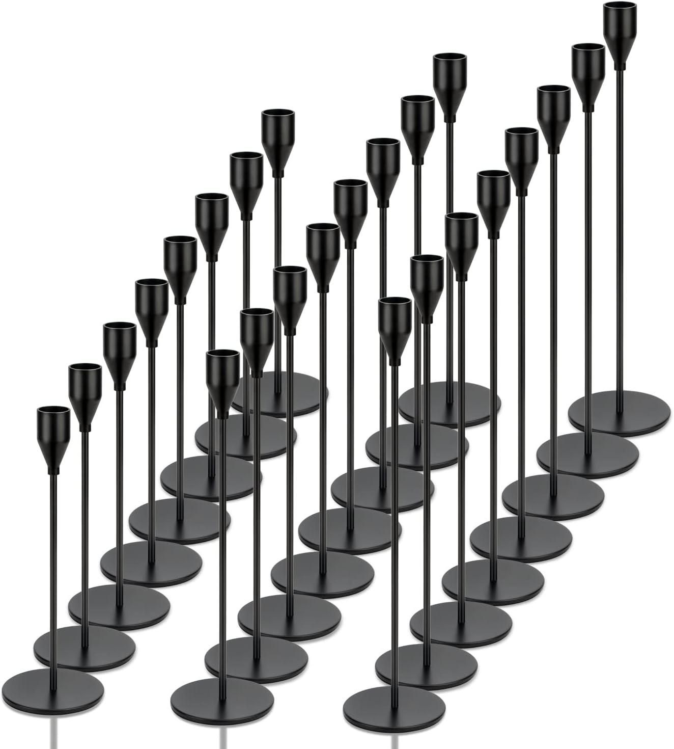 Candle Holders for Taper Candles Set of 24 Decorative Candlestick Holder for Wedding, Dinning, Party, Fits 3/4 inch Thick Candle & Led Candles (Matte Black)