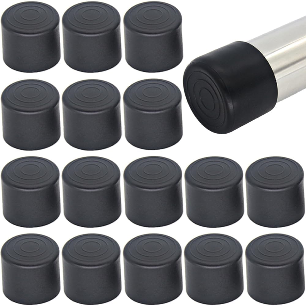 16Pcs 1 Inch (25mm) Round Rubber Chair Leg Tips Caps, Chair Table Leg Covers Floor Protectors, Chair Leg End Caps for Furniture, Chair, Table