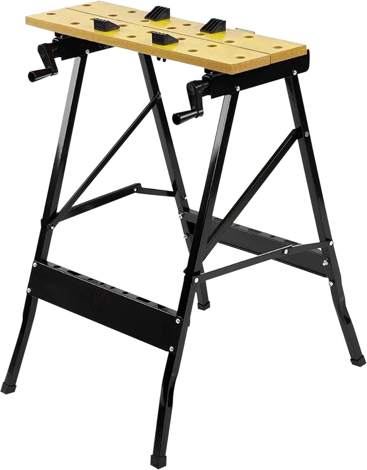 Foldable Work Bench - Portable Wood Bench for Work, Clamping, Painting, Cutting Folding Worktop Table - Multifunctional Workshop Workbench Table | Heavy Duty Steel Frame, Solid Steel & MDF Board