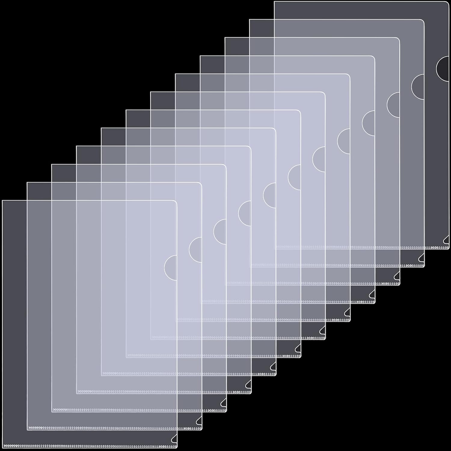 12 Pack Clear File Folders - A4/Letter Size Transparent L-Type Paper Plastic Sleeves Ideal for School and Office Supplies