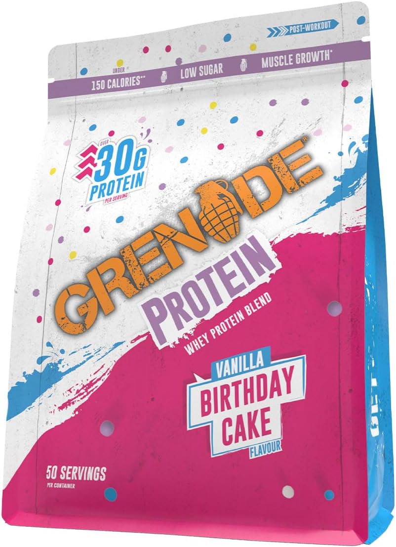 Grenade Whey Blend High Protein Powder, Low Sugar with 30g Protein per Serving, (50 Servings) - Birthday Cake, 2 kg (Pack of 1)