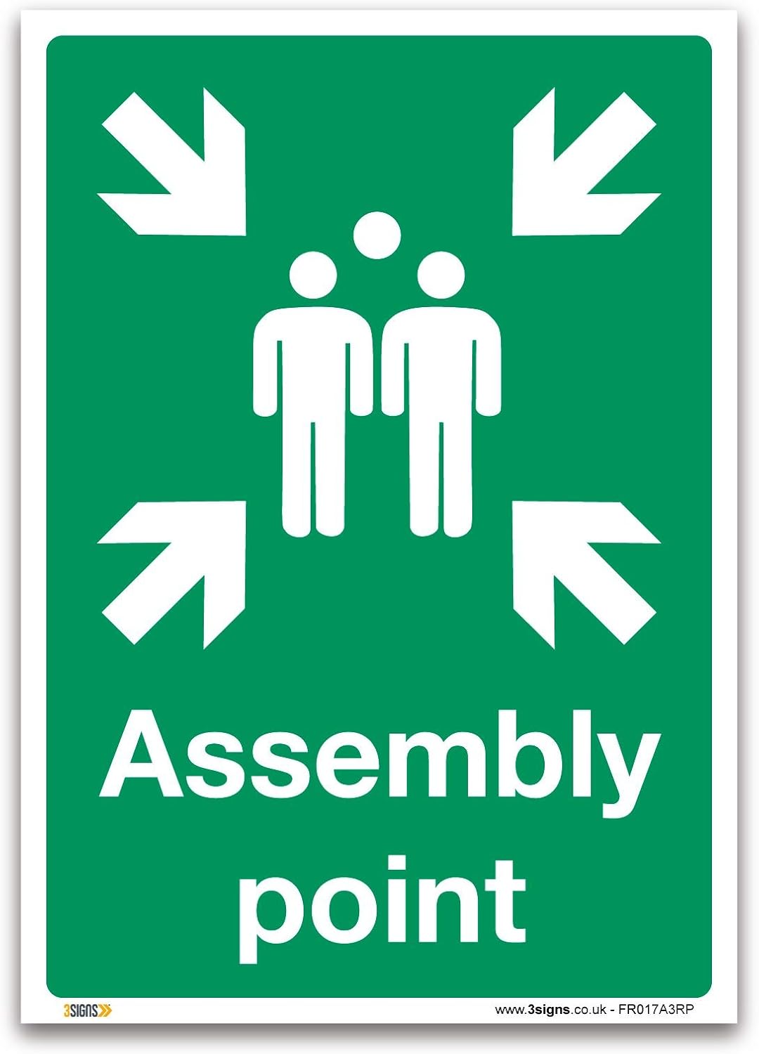 Assembly point Sign - A3 1mm Rigid Plastic Sign - Fire Action Safety
