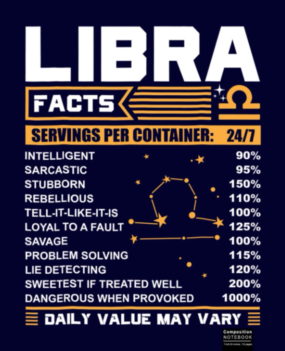 Libra Facts Funny Composition Notebook: Libra Notebook, Gift for Who Born In September And October. 7.5”x9.25” Wide Blank Lined Workbook for Teens ... for Home School College for Writing Notes