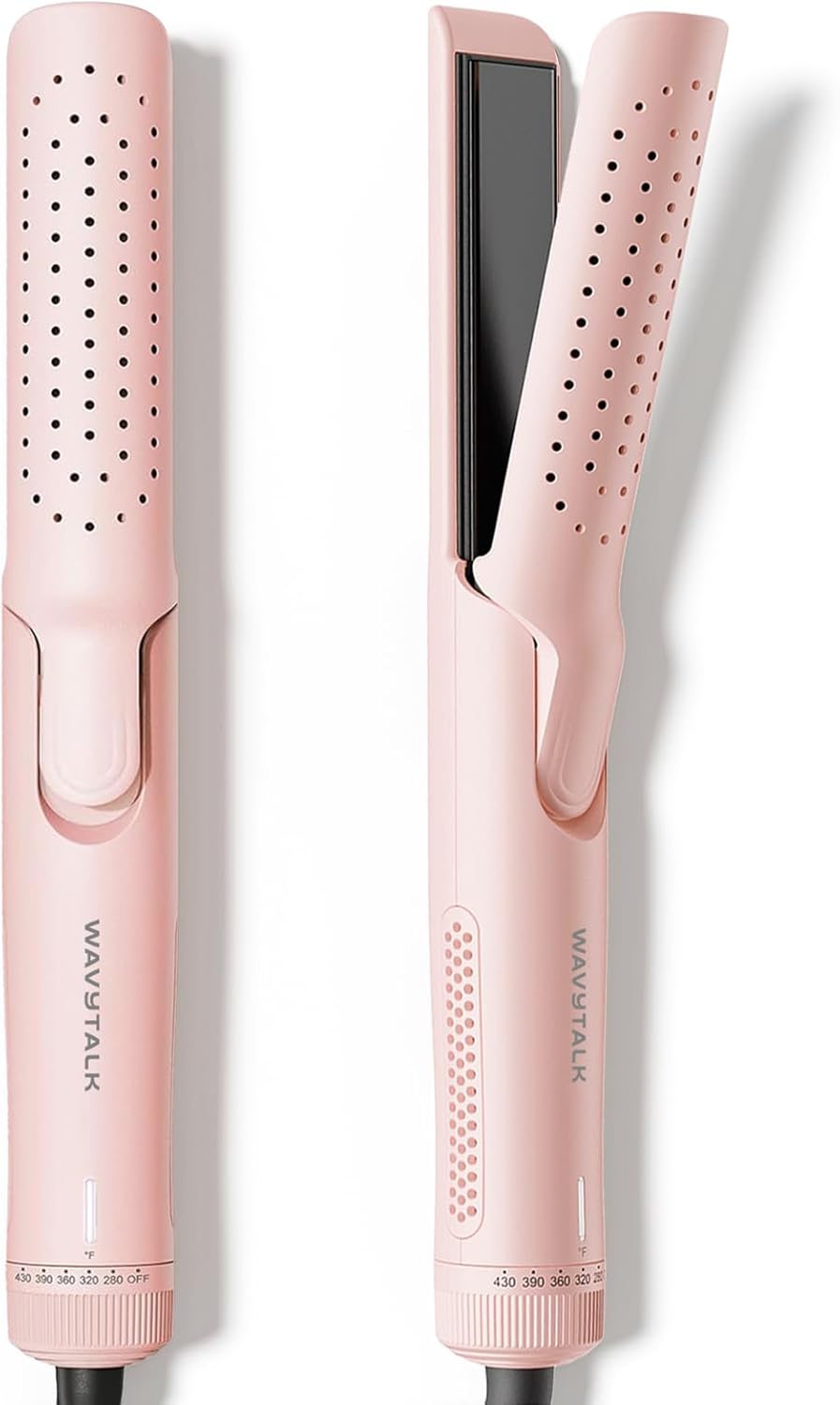 Wavytalk Airflow Styler Curling Iron, Cool Curl, 360° Cool Air Lock in Style for Lasting Curls, Reduces Damage, 2 in 1 Hair Straightener and Curler, 1 Inch, Anti-Scald for Short Long Hair, Pink