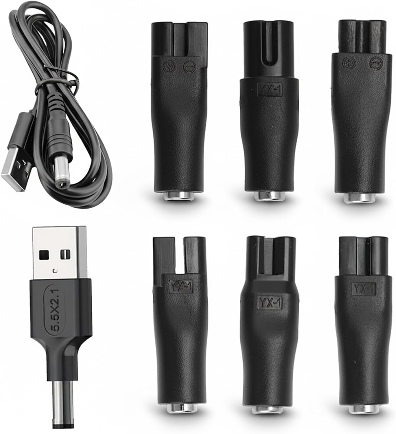 USB Shaver Charger Cable Kit,8 Pcs Black 5V Power Leads for Hair Clippers