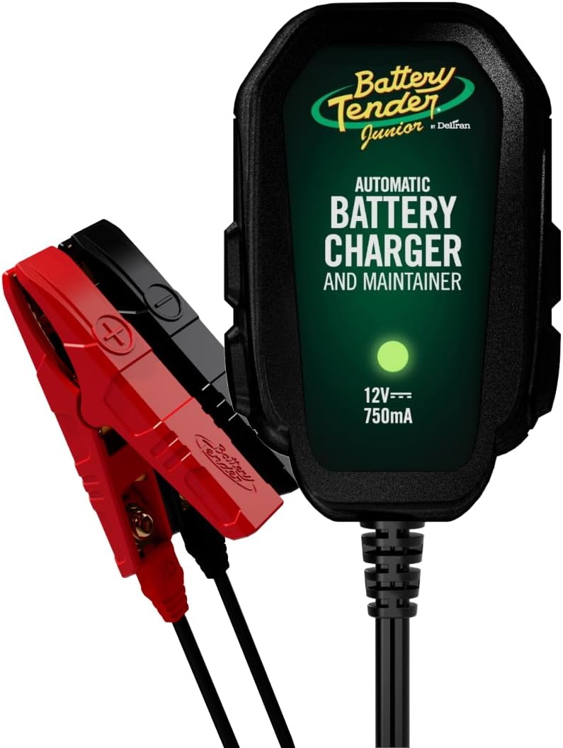 Battery Tender Junior 12V, 750mA Charger and Maintainer: Automatic 12V Powersports Battery Charger for Motorcycle, ATVs, and More - 021-0123