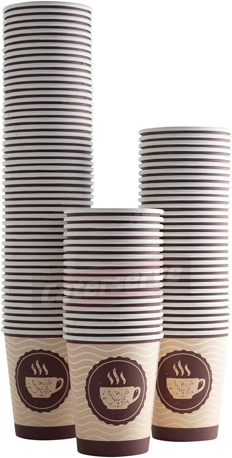 Disposable Paper Hot Coffee Tea Drinking Cups, 8oz 228ml (50 Pack) - Perfect for Hot or Cold Beverages, Eco-Friendly, and Convenient