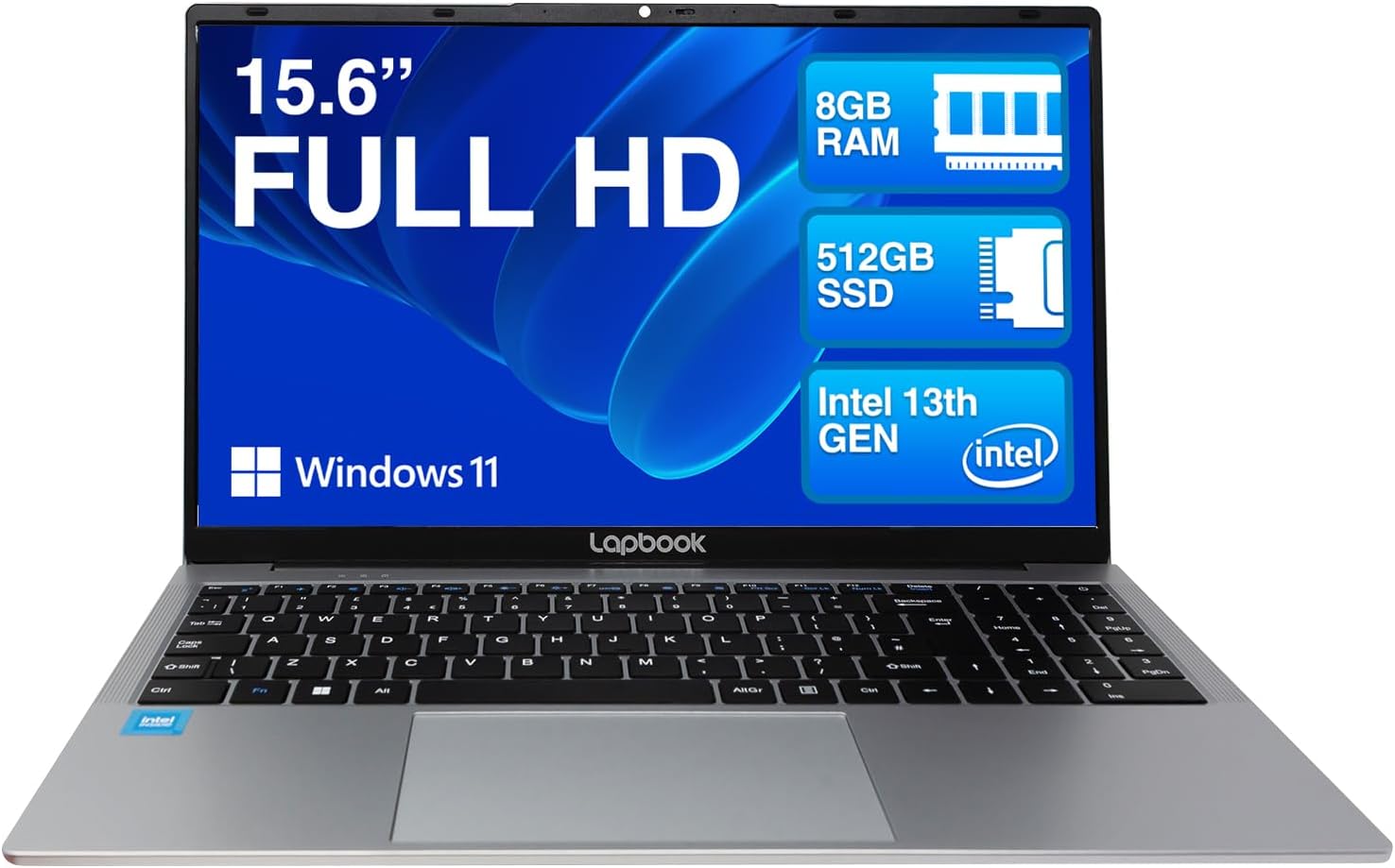 15.6" Full HD Laptop - 8GB RAM 512GB M.2 SSD Windows 11 Home, Dual-Band WiFi, Integrated Webcam - S15 N2 15 Inch Lightweight Laptop