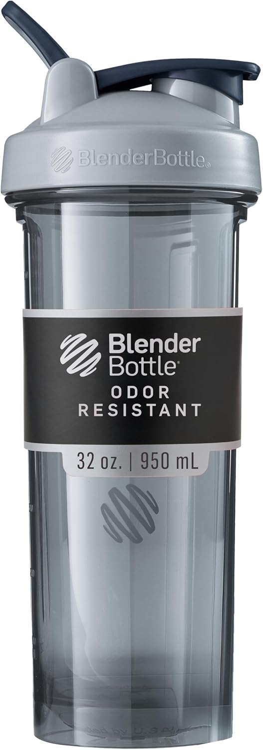 BlenderBottle Shaker Bottle Pro Series Perfect for Protein Shakes and Pre Workout, 32-Ounce, Pebble Grey