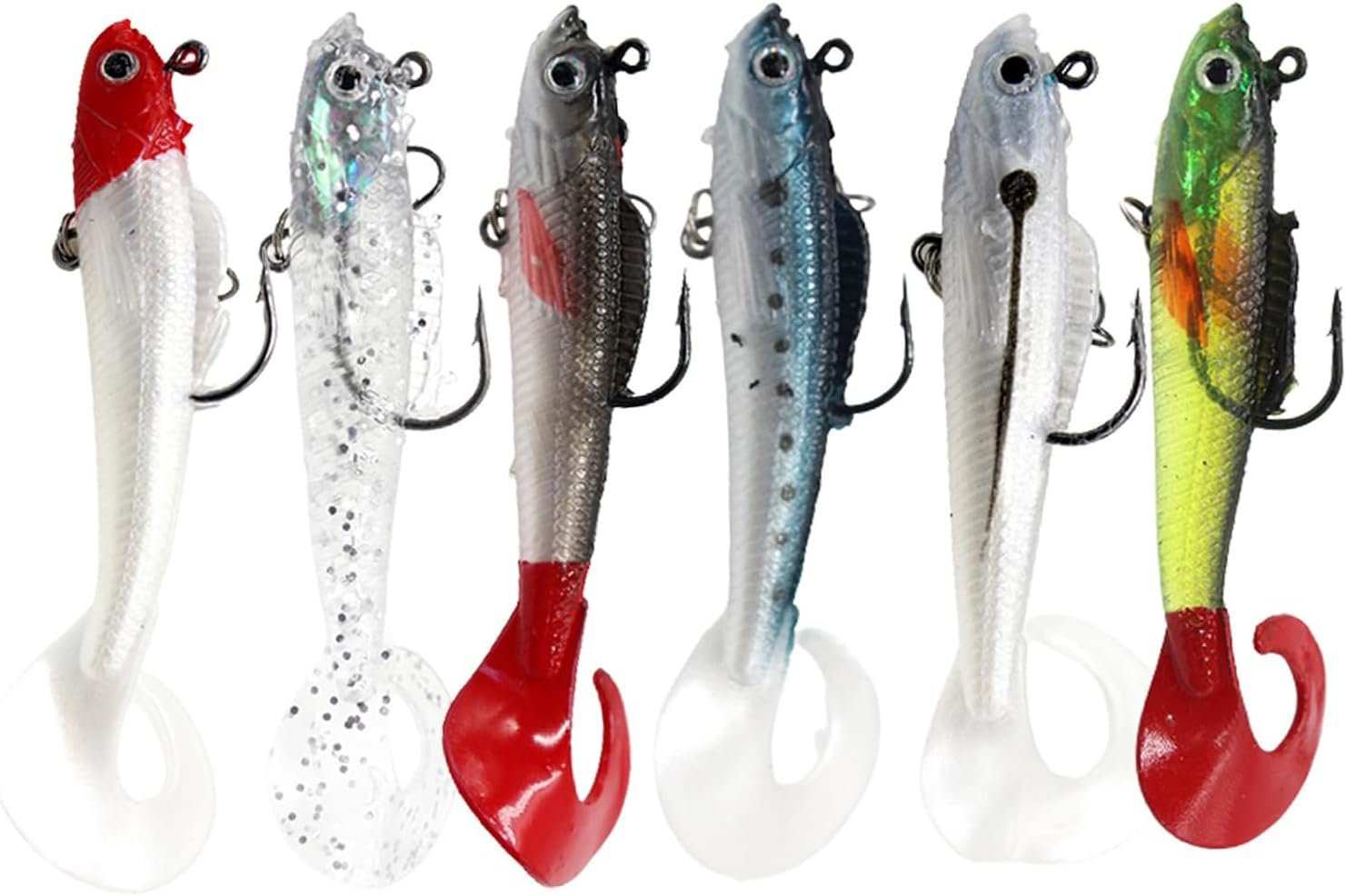 ZNDFTW 6 Pcs Pike Lures - Perch & Sea Bass Fishing Lures, Silicone Swimbait Artificial Bait