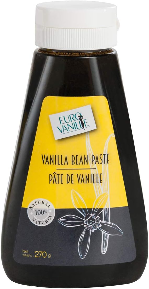 Eurovanille, Vanilla Extract, Pure Madagascar Liquid Vanilla, Vanilla Paste with Vanilla seeds for Custard, Pastry cream, Cookies, Coffee and many other Recipes, Organic, 270 Ml