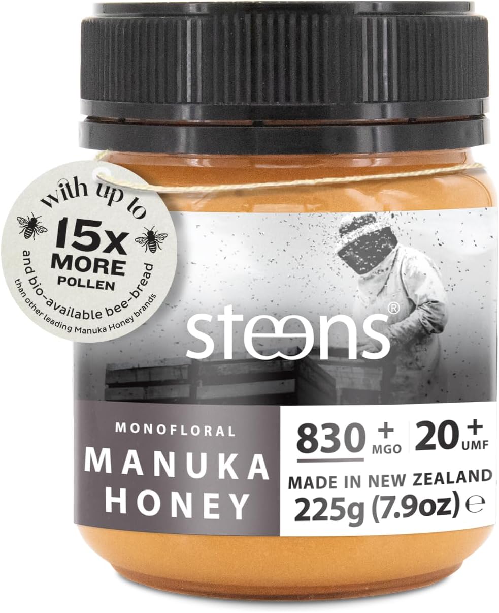 Steens Manuka Honey MGO 830+ Pure & Raw 100% Certified UMF 20+ Manuka Honey - Bottled and Sealed in New Zealand - 225g