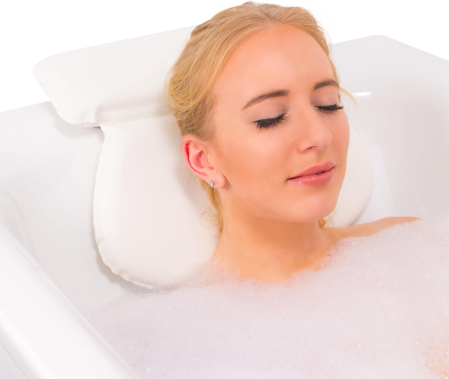 Relux Premium Waterproof Bath Pillow Cushion with Non-Slip Suction Cups Ergonomic Home Spa Headrest